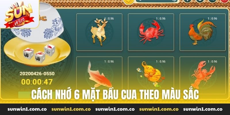Cách nhớ 6 mặt bầu cua theo màu sắc